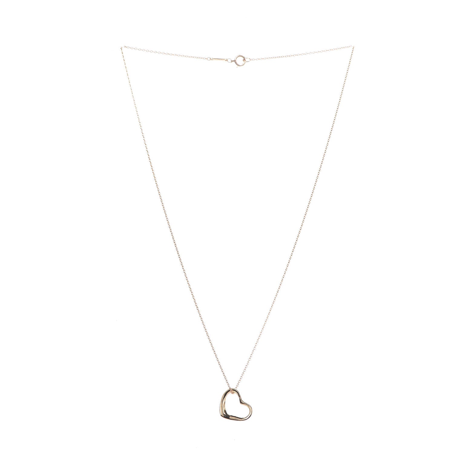 Tiffany 18K Yellow Gold 14mm Elsa Peretti Open Heart Pendant Necklace 3 of 7