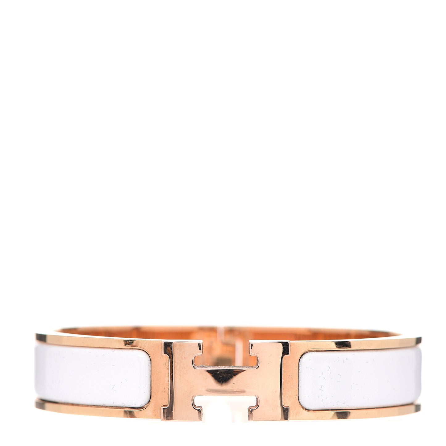Enamel Narrow Clic Clac H Bracelet PM White