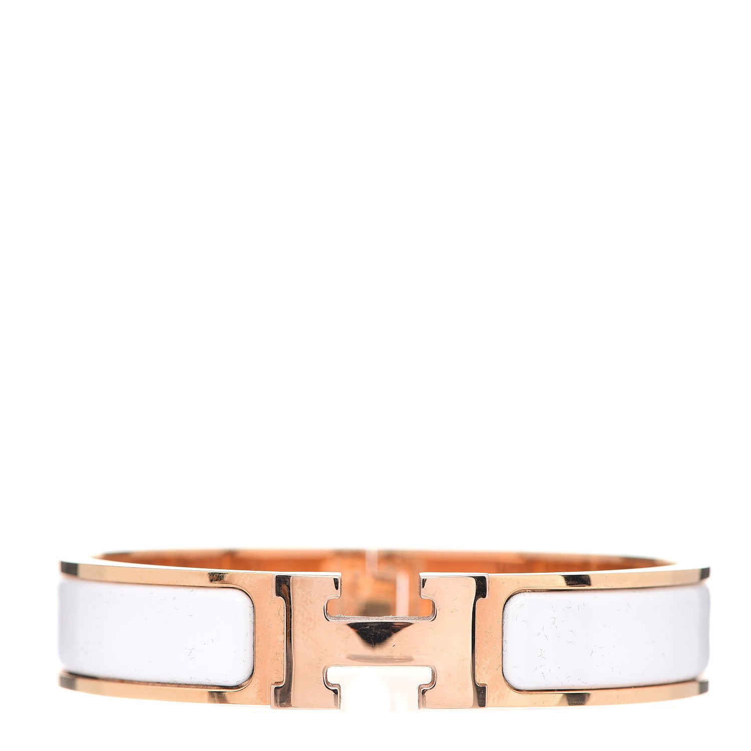 Hermes Enamel Narrow Clic Clac H Bracelet PM White 1 of 3