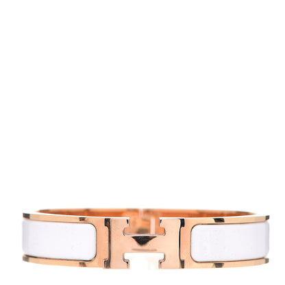 Hermes Enamel Narrow Clic Clac H Bracelet PM White 1 of 3