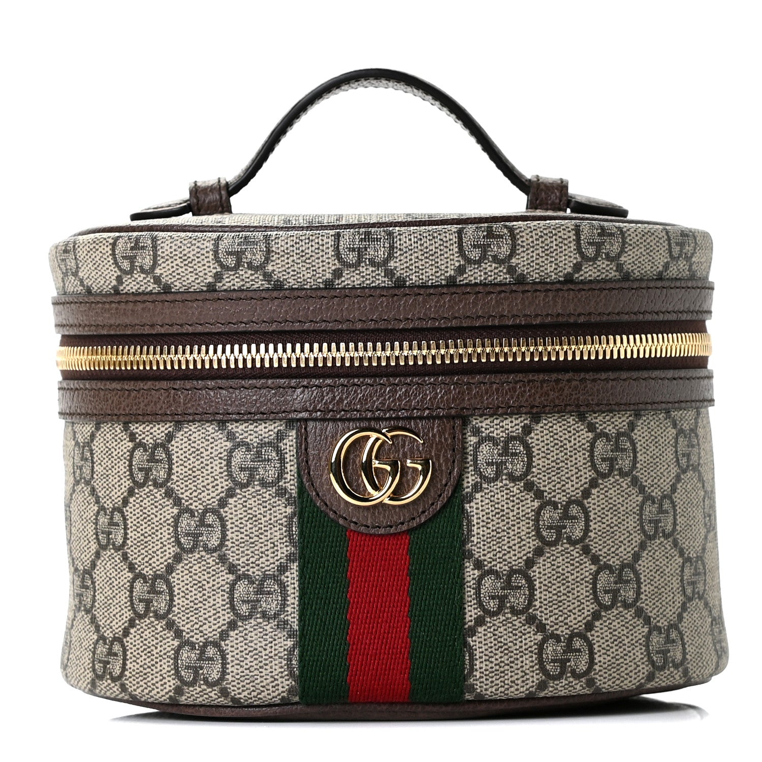 Gucci GG Supreme Monogram Textured Calfskin Web Ophidia Vanity Cosmetic Case Beige Ebony New Acero 1 of 10