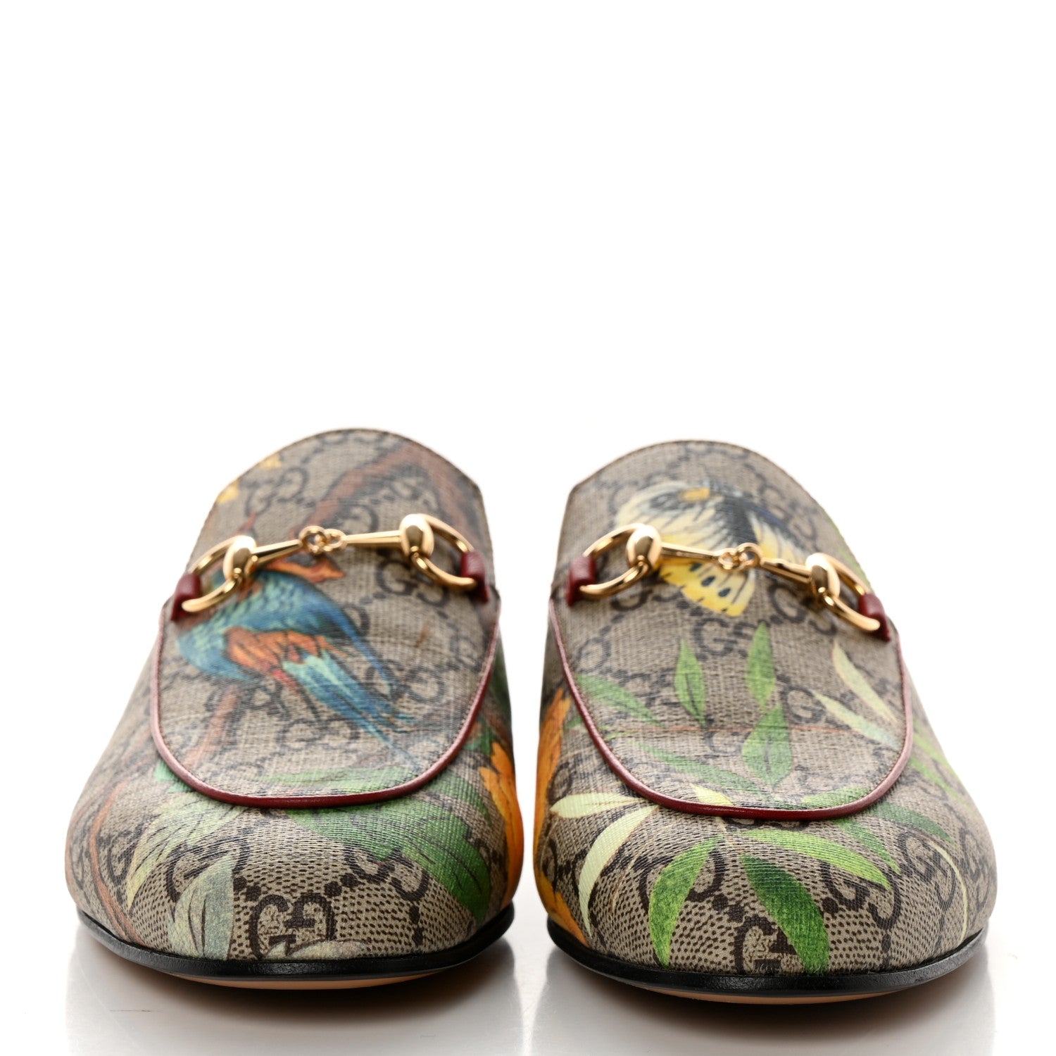 Gucci GG Supreme Monogram Tian Womens Princetown Slippers 37 Beige Ebony Multicolor 2 of 10