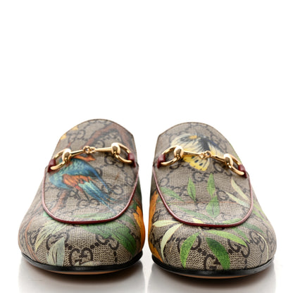 Gucci GG Supreme Monogram Tian Womens Princetown Slippers 37 Beige Ebony Multicolor 2 of 10