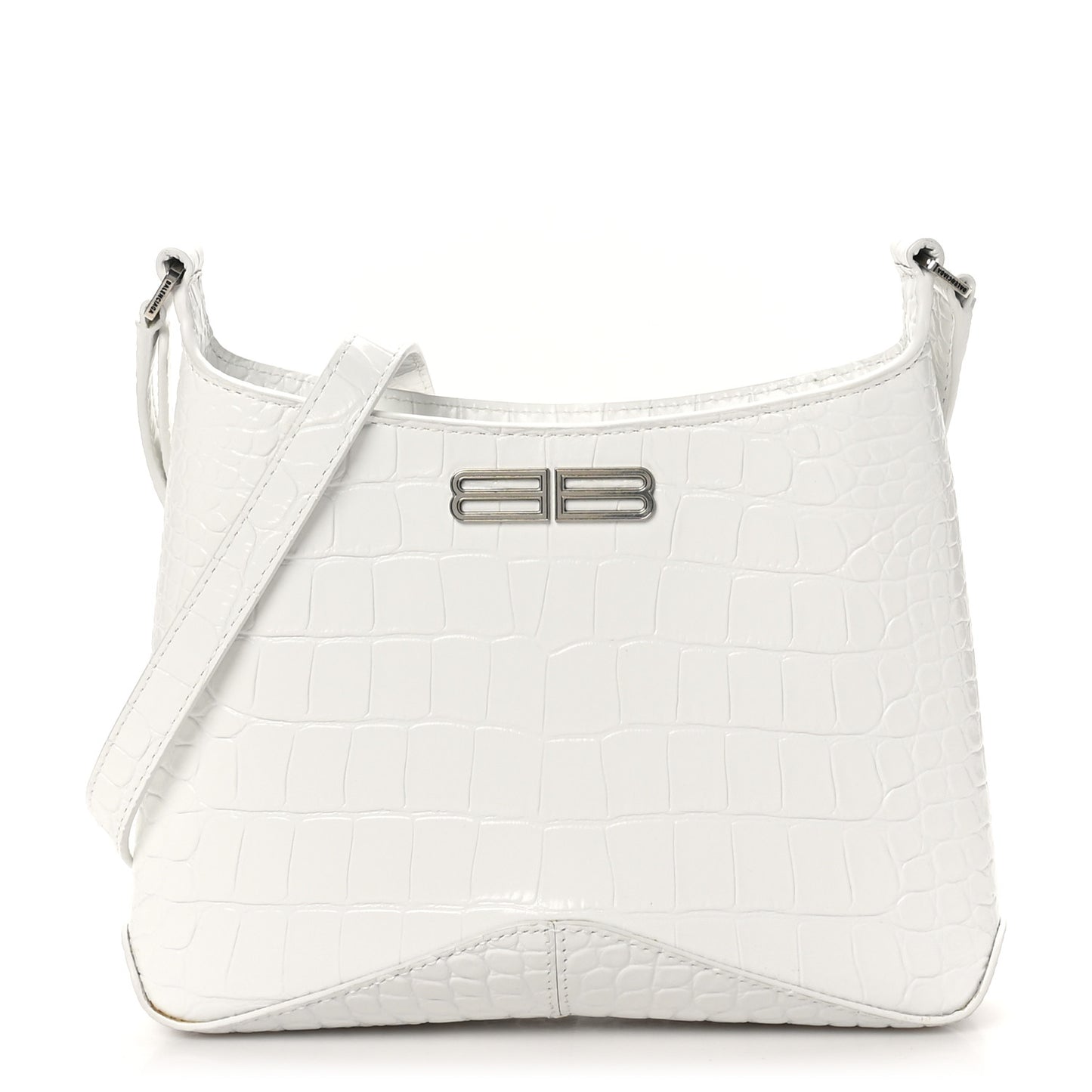 Shiny Super Supple Calfskin Crocodile Embossed Small XX Bag Optic White