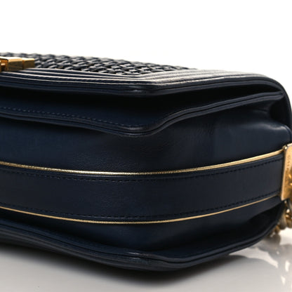 Chanel Braided Sheepskin Medium Boy Flap Navy 9 of 9