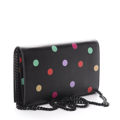 Saint Laurent Grain De Poudre Monogram Chain Wallet Black Confetti 2 of 7