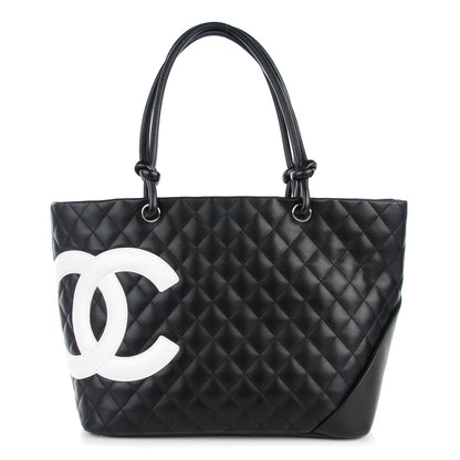 Chanel Calfskin Quilted Large Cambon Tote Black White 1 of 7