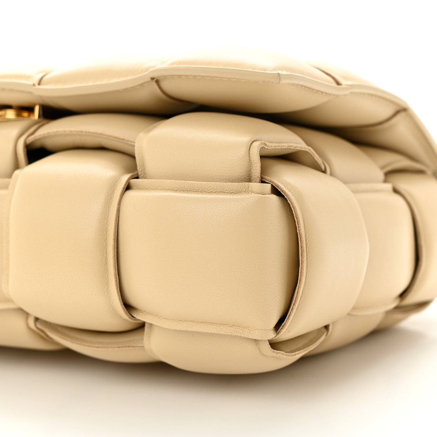 Lambskin Maxi Intreccio Padded Chain Cassette Crossbody Bag Porridge