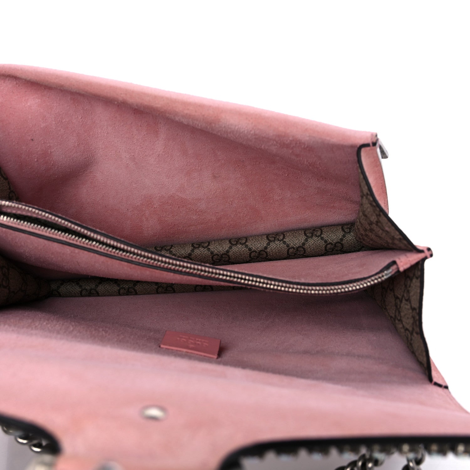 Gucci GG Supreme Monogram Suede Crystal Medium Dionysus Shoulder Bag Beige Ebony Light Peonia 5 of 11