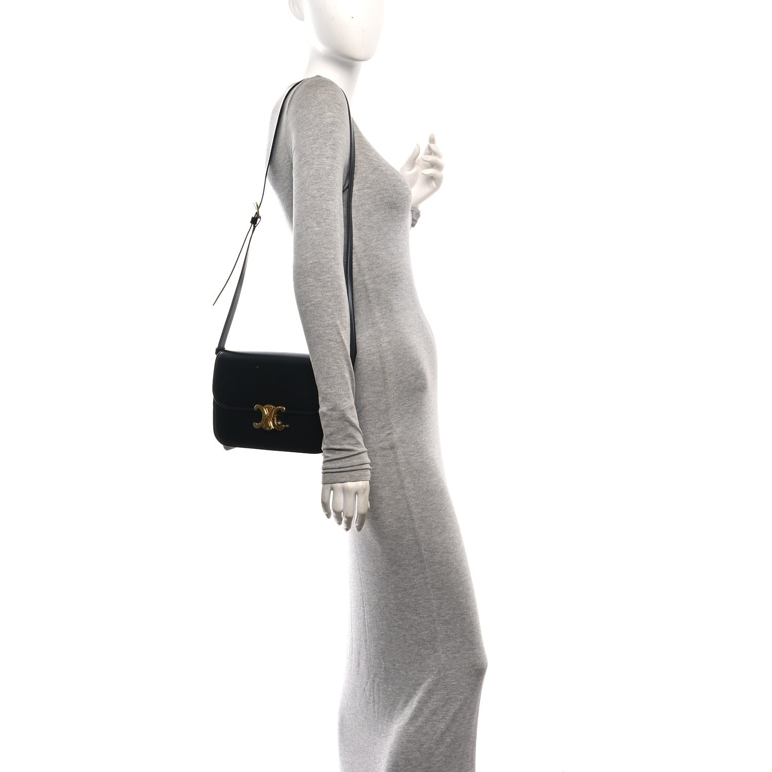 Celine Shiny Calfskin Medium Triomphe Black 2 of 11