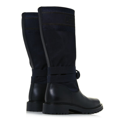 Christian Dior Technical Fabric Calfskin D-Major Boots 38.5 Black Blue 4 of 7