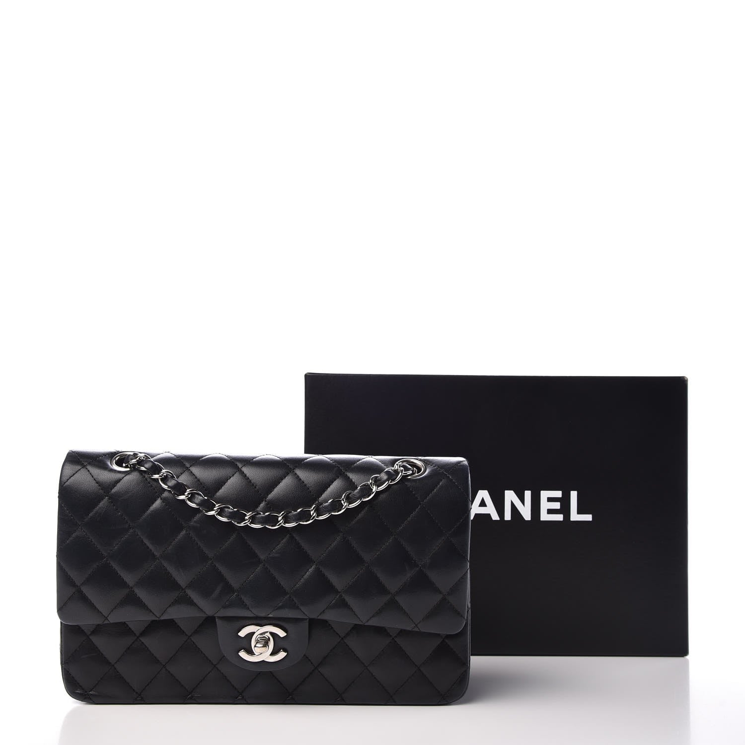 Chanel Lambskin Quilted Medium Double Flap Black 11 of 11