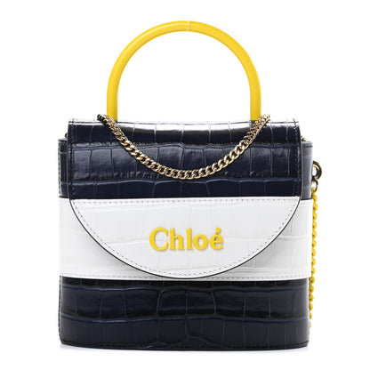 Chloe Calfskin Crocodile Embossed Small Aby Lock Full Blue 1 of 11