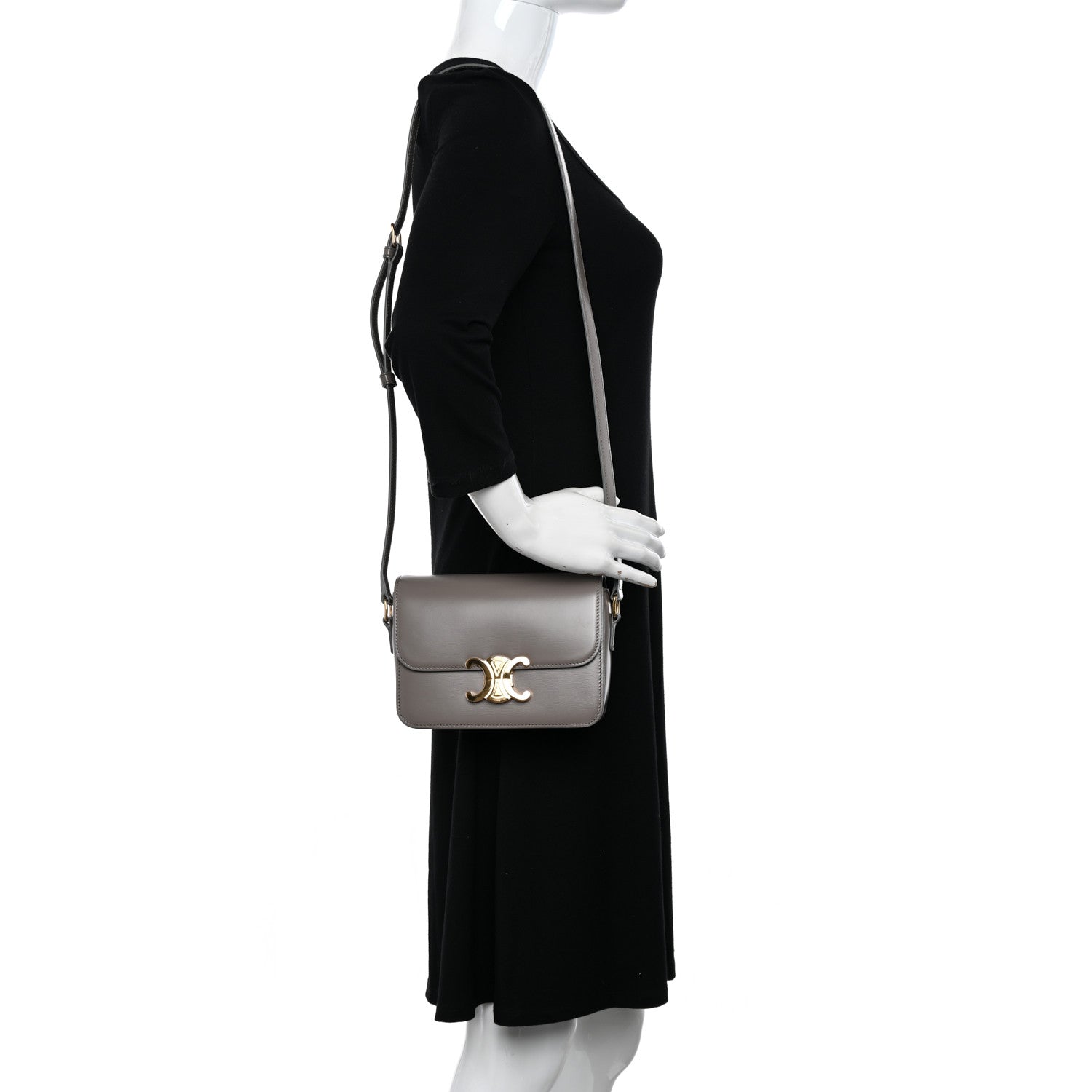 Celine Shiny Calfskin Teen Triomphe Pebble 2 of 12