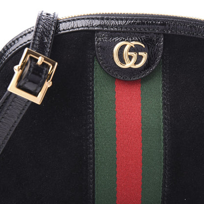Gucci Suede Patent Web GG Small Ophidia Dome Shoulder Bag Black 10 of 10