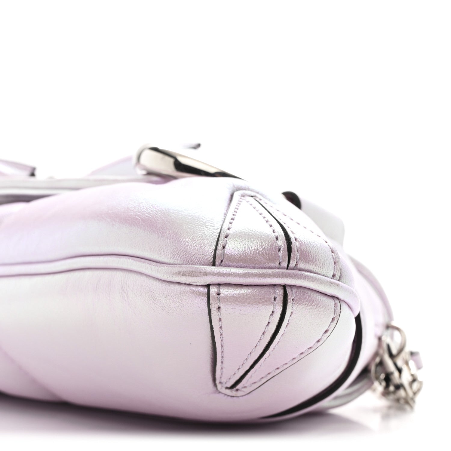 Gucci Iridescent Nappa Vertical Matelasse Medium Maxi Horsebit Chain Shoulder Bag Escape Pink 10 of 10