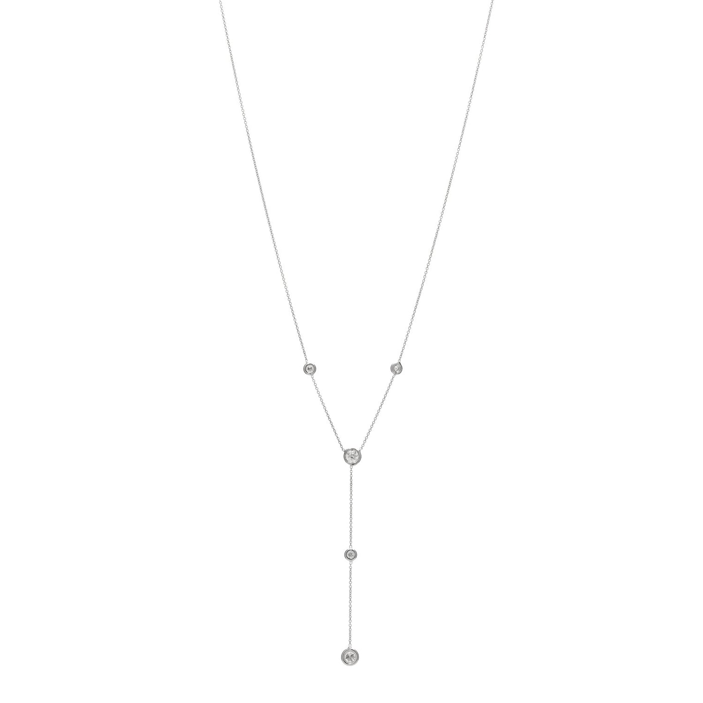 18K White Gold Diamond Diamonds By The Inch 5 Station Y Necklace