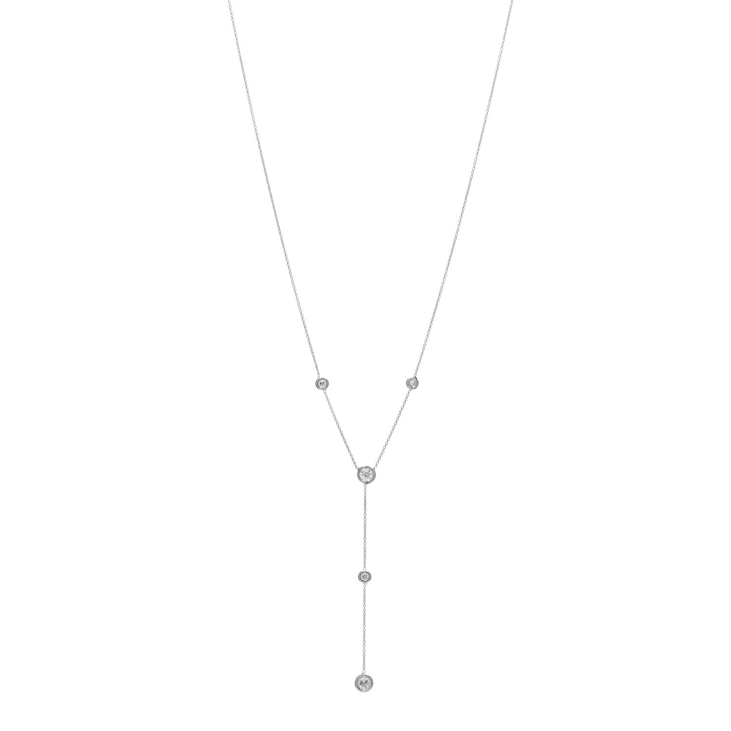 Roberto Coin 18K White Gold Diamond Diamonds By The Inch 5 Station Y Necklace 1 of 3