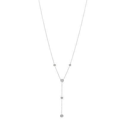 Roberto Coin 18K White Gold Diamond Diamonds By The Inch 5 Station Y Necklace 1 of 3