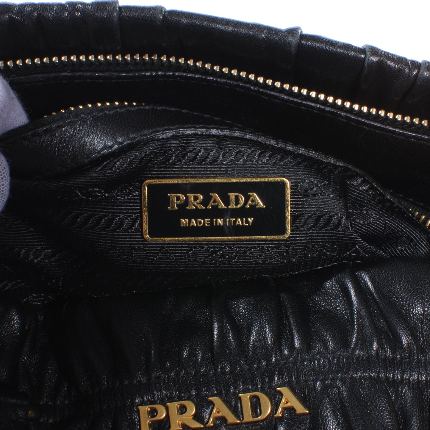 Nappa Leather Gaufre Handbag Nero Black