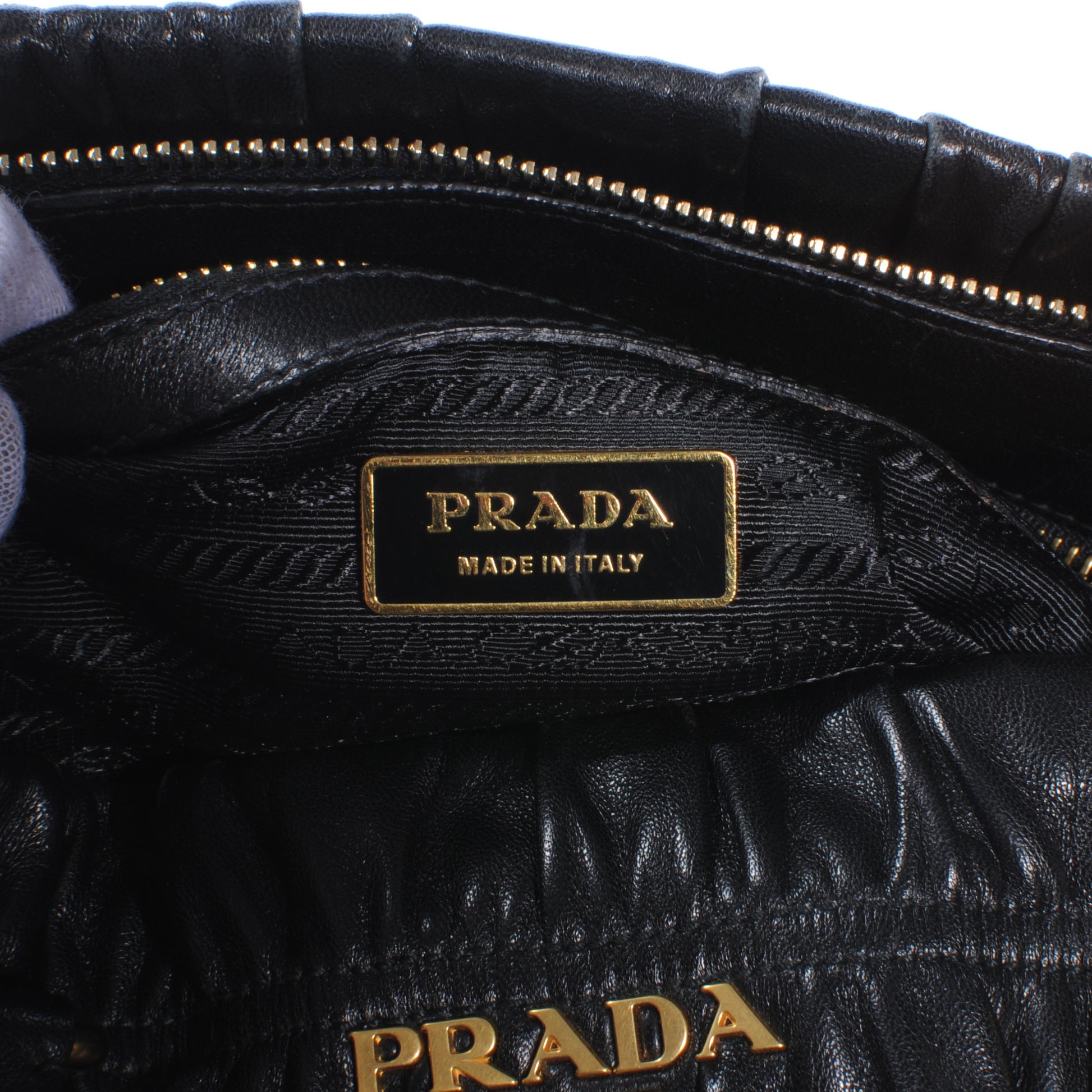 Prada Nappa Leather Gaufre Handbag Nero Black 6 of 8