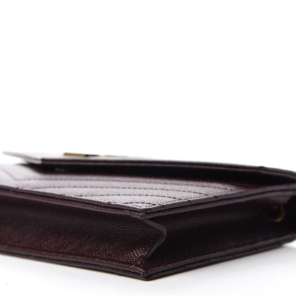 Saint Laurent Grain De Poudre Matelasse Chevron Monogram Envelope Chain Wallet Amaranto 7 of 10