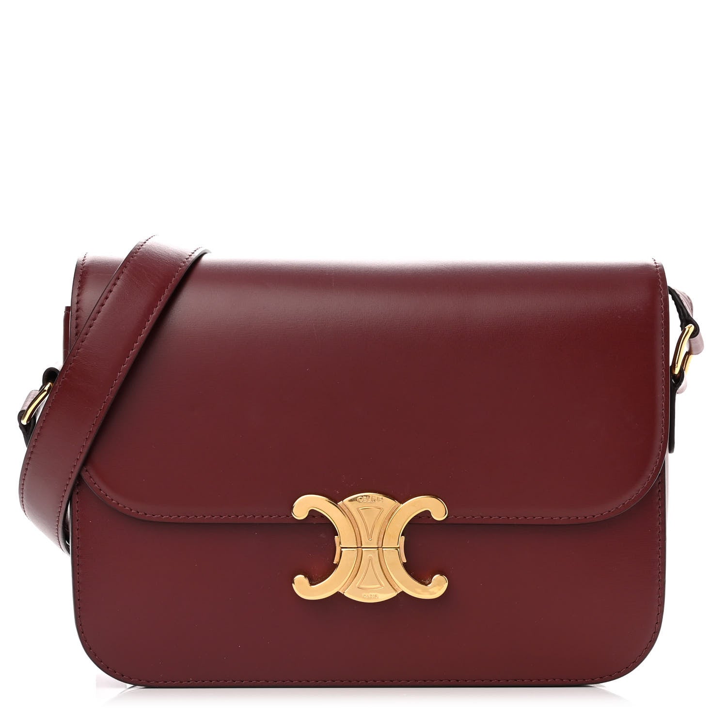 Celine Shiny Calfskin Medium Triomphe Light Burgundy 1 of 15