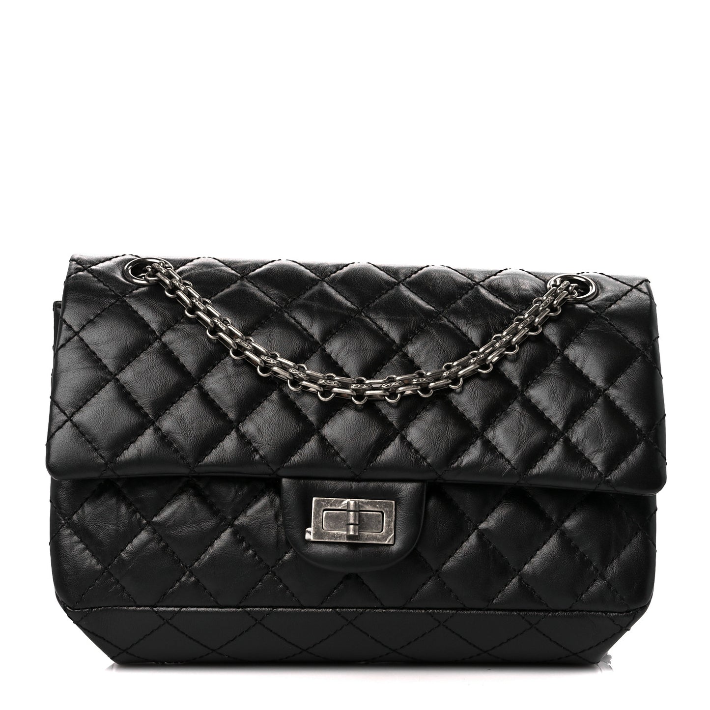 Aged Calfskin Quilted 2.55 Reissue 225 Flap Black