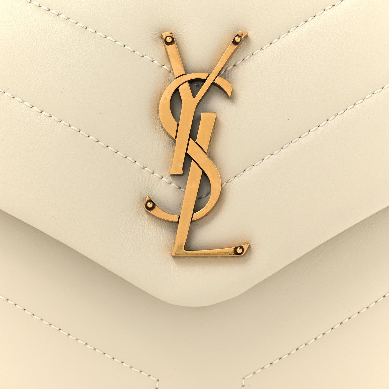 Saint Laurent Calfskin Y Quilted Monogram Small Loulou Chain Satchel Crema Soft 10 of 12