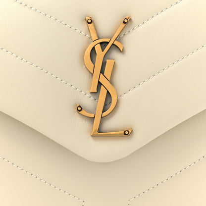 Saint Laurent Calfskin Y Quilted Monogram Small Loulou Chain Satchel Crema Soft 10 of 12