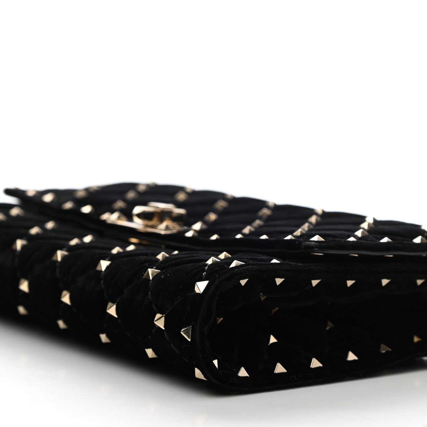 Velvet Rockstud Spike Wallet on Chain Black