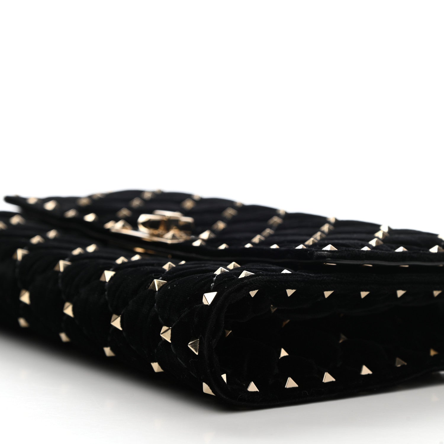 Valentino Garavani Velvet Rockstud Spike Wallet on Chain Black 9 of 9