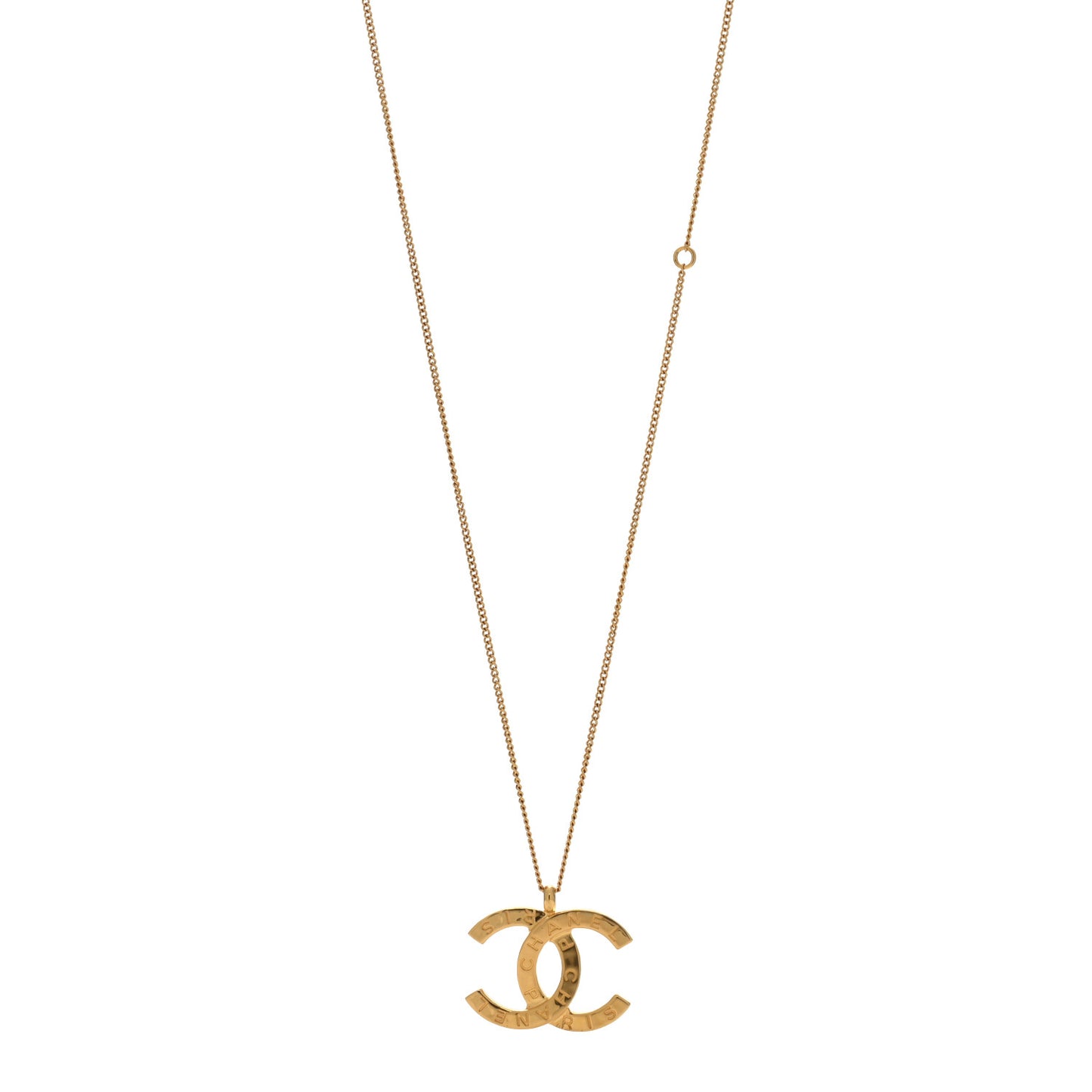 Metal CC Paris Button Necklace Gold