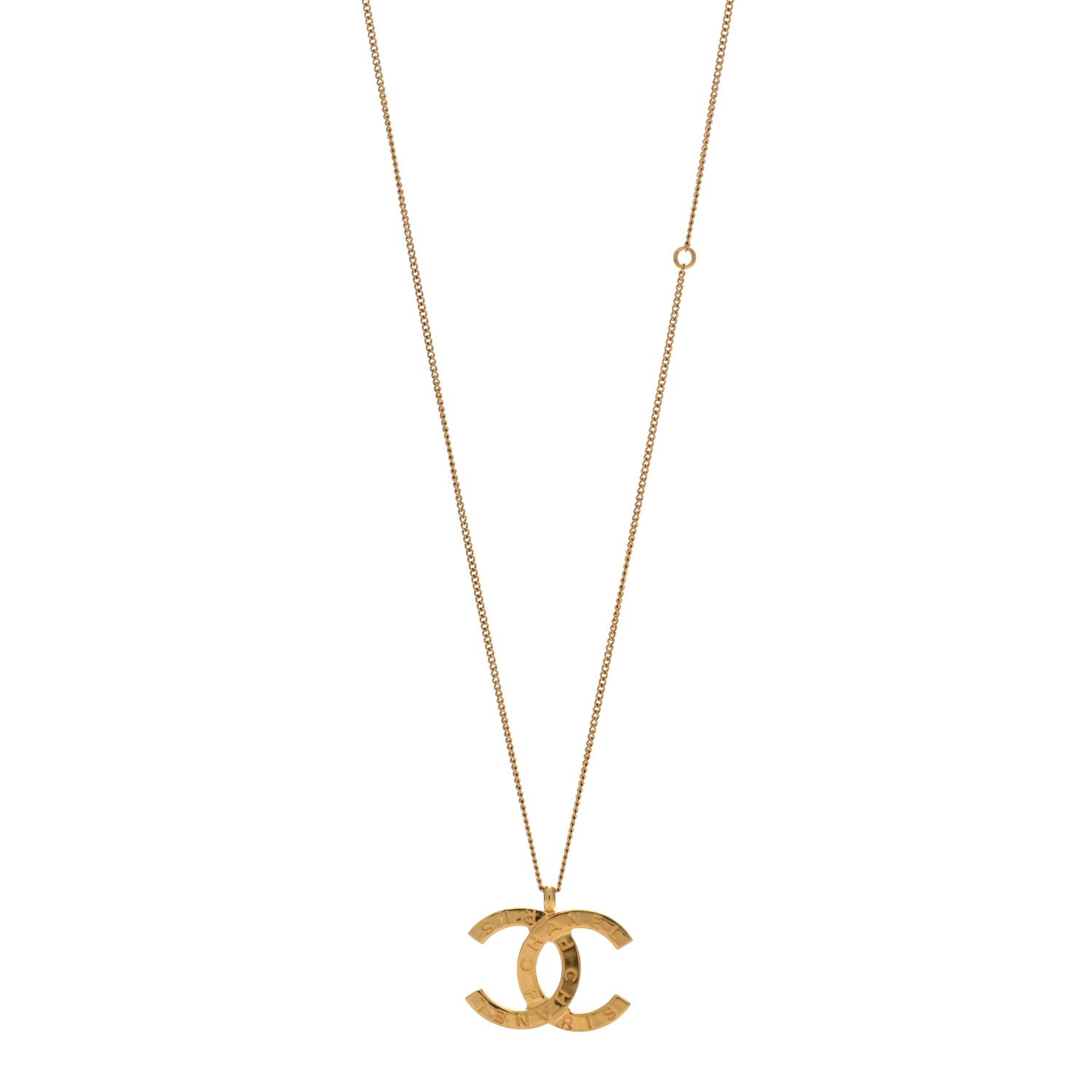Chanel Metal CC Paris Button Necklace Gold 1 of 4