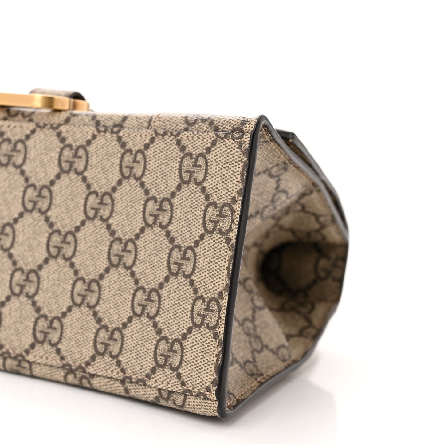 X GUCCI GG Supreme Monogram Small Hourglass Top Handle Bag Beige Ebony