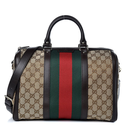 Gucci Monogram Vintage Web Medium Boston Dark Brown 1 of 12