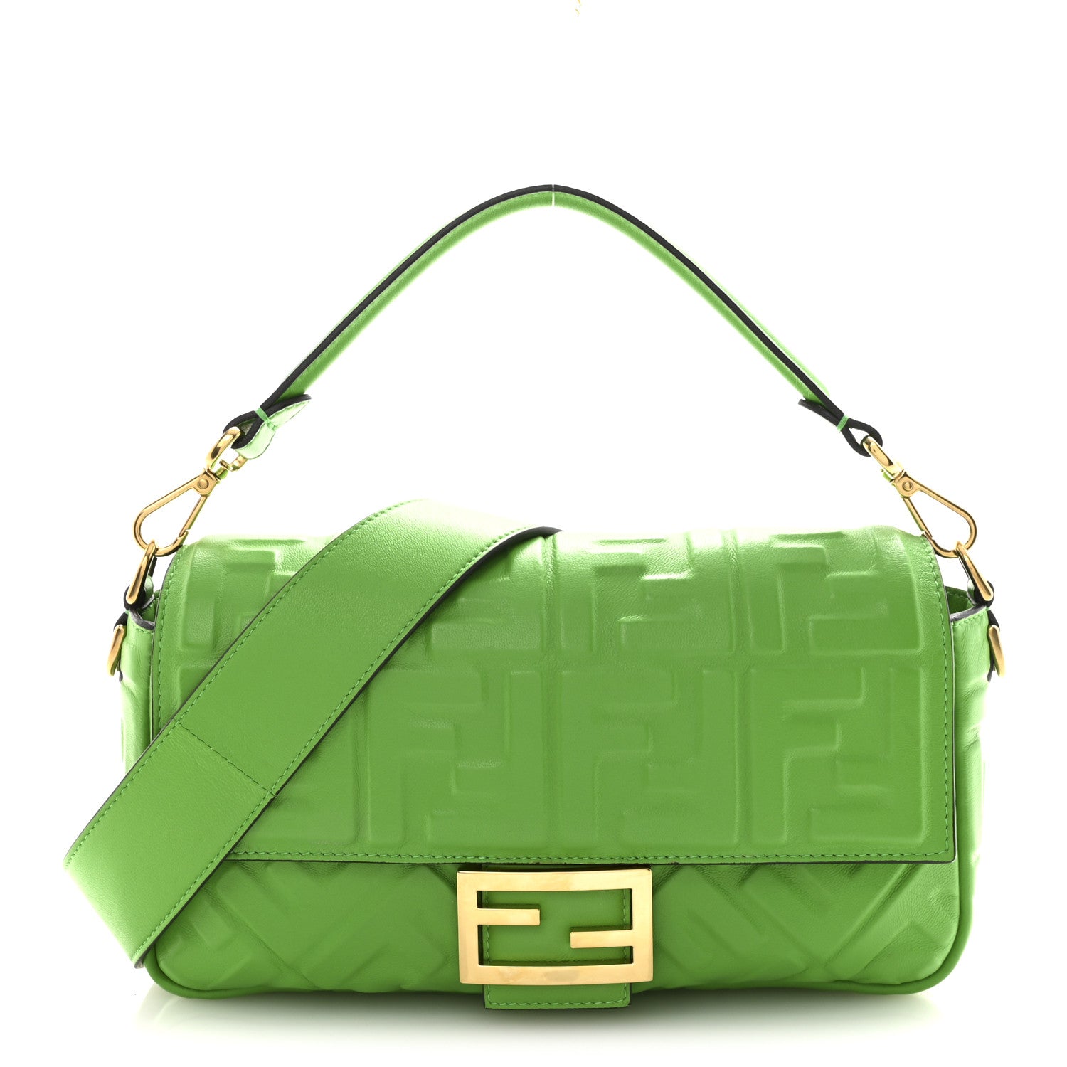 Fendi Nappa FF 1974 Embossed Baguette Tomatillo 1 of 10