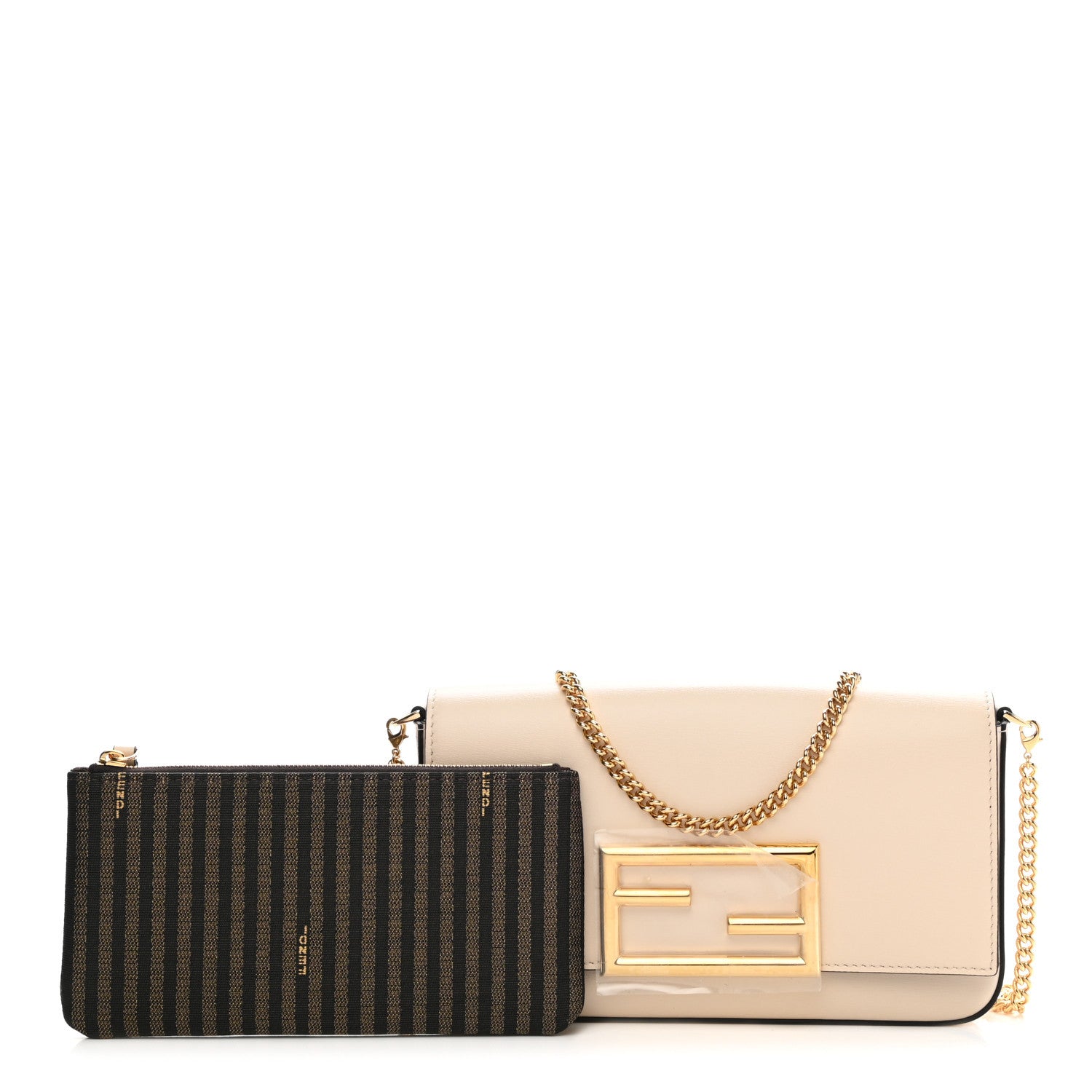 Fendi Vitello Palmellato Wallet on Chain with Pouches Camelia 1 of 11
