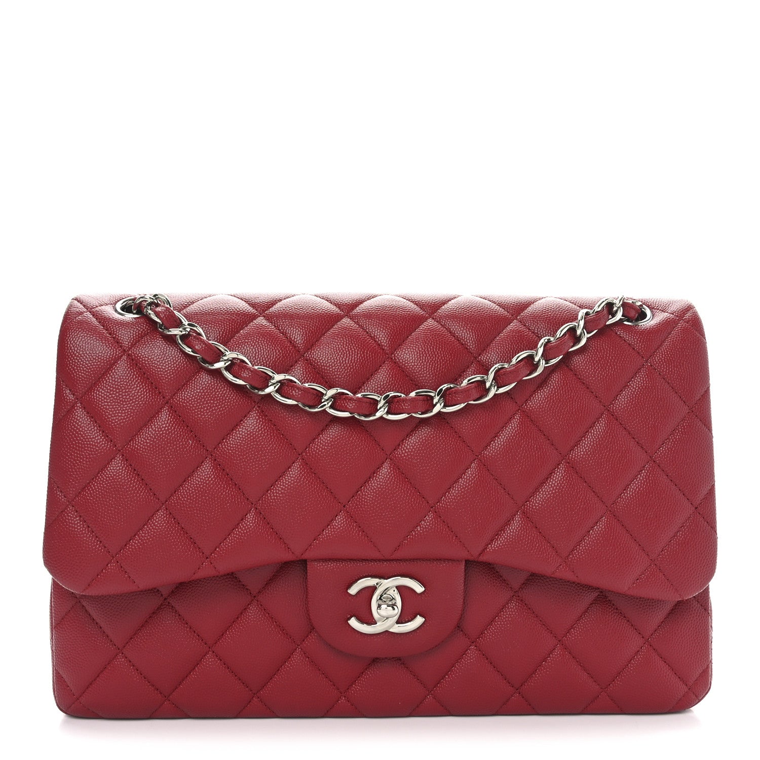 Chanel Caviar Quilted Jumbo Double Flap Dark Red 1 of 11