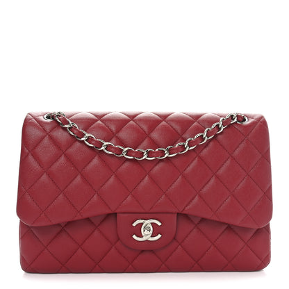 Chanel Caviar Quilted Jumbo Double Flap Dark Red 1 of 11