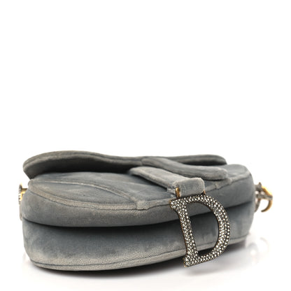 Christian Dior Velvet Crystal Mini Saddle Bag Grey 4 of 10