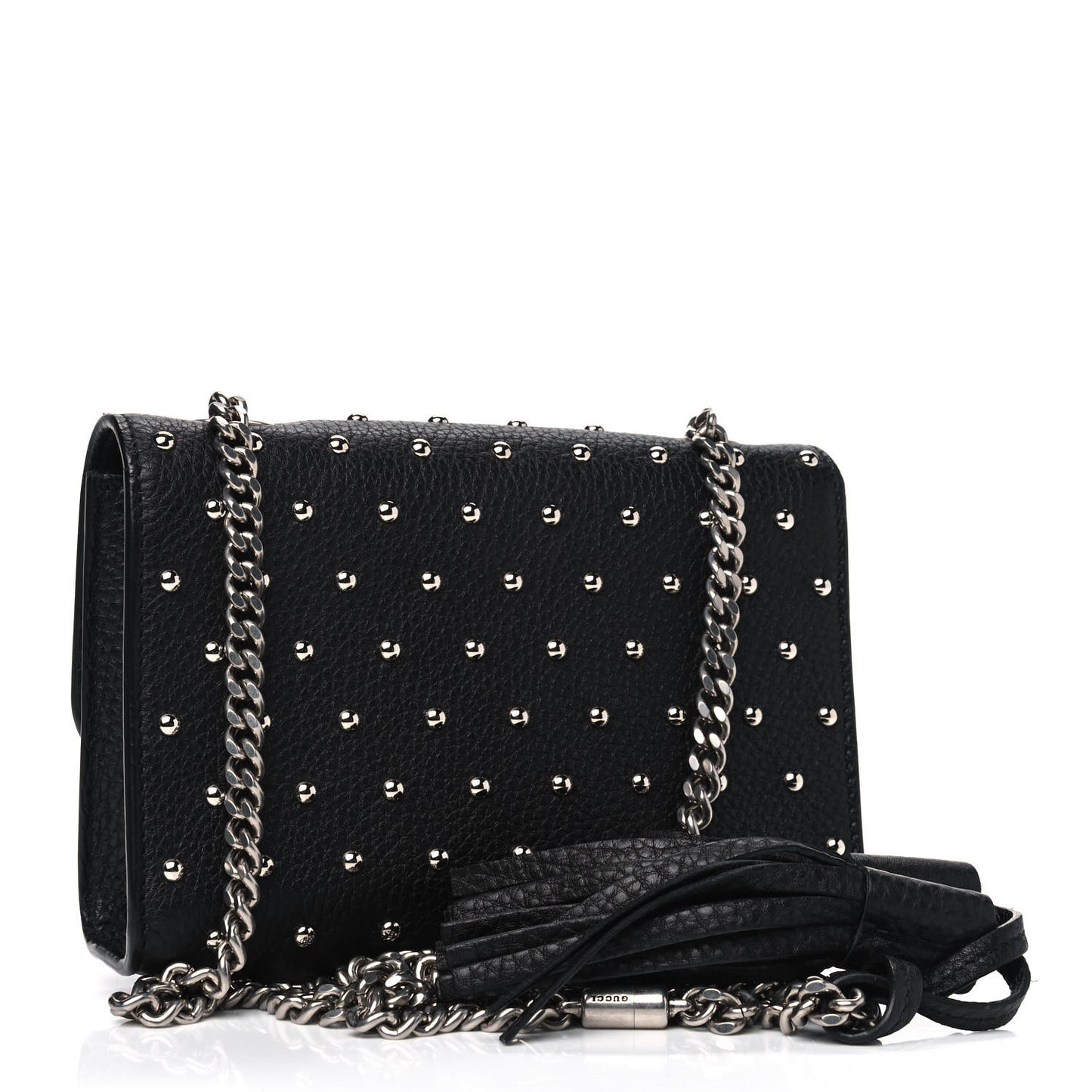 Calfskin Small Studded Miss Bamboo Shoulder Bag Black