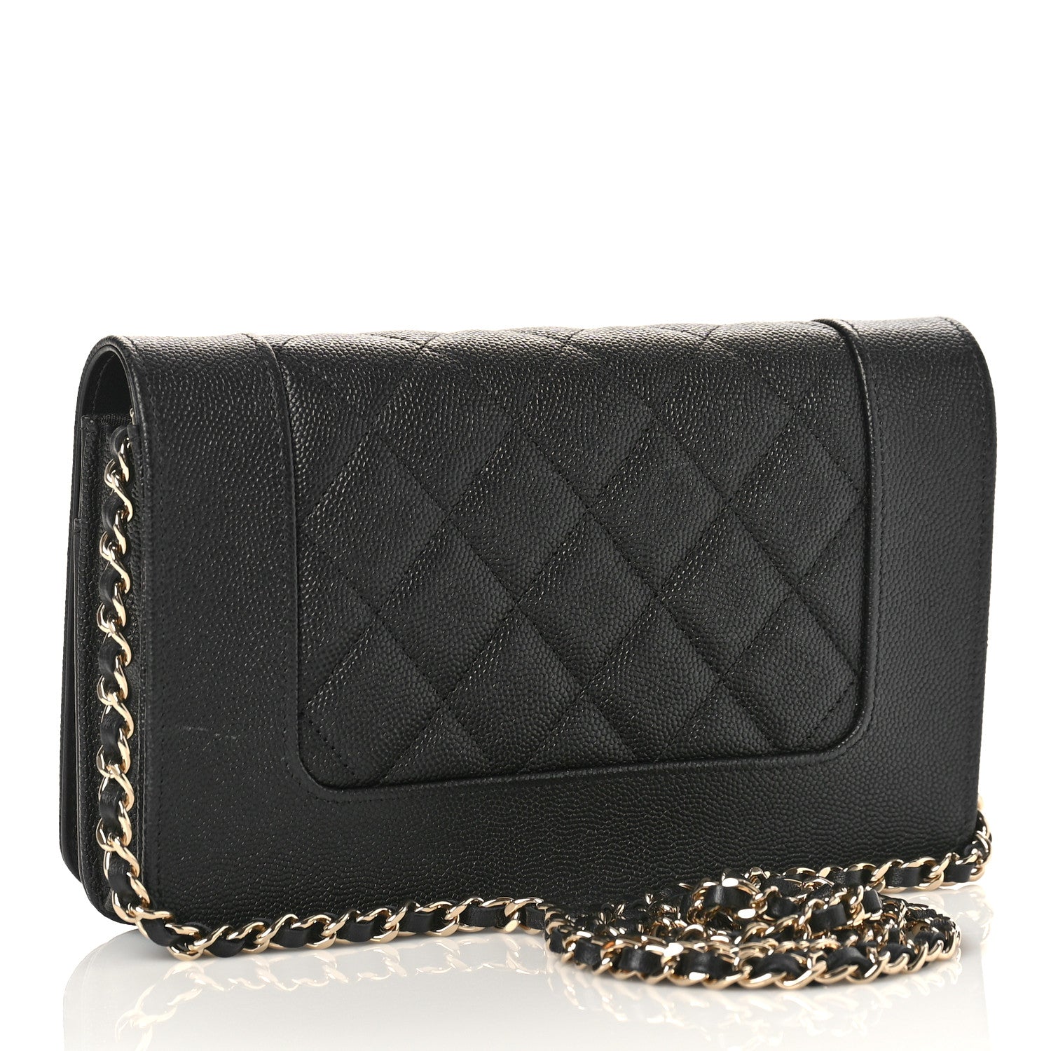 Chanel Caviar Quilted Vintage Mademoiselle Wallet On Chain WOC Black 3 of 12