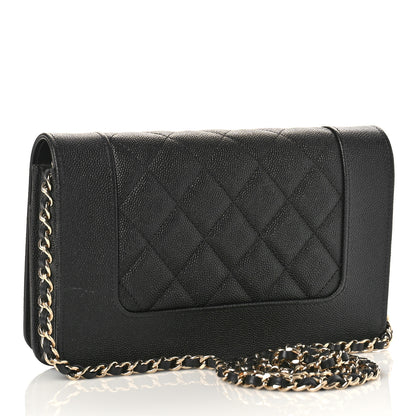 Chanel Caviar Quilted Vintage Mademoiselle Wallet On Chain WOC Black 3 of 12