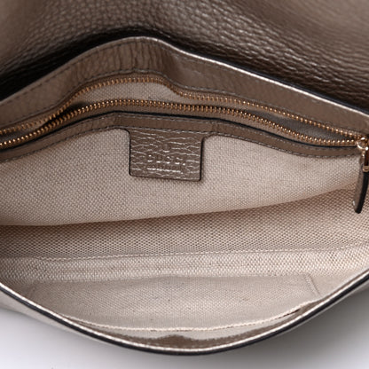 Gucci Metallic Pebbled Calfskin Medium Soho Flap Crossbody Golden Beige 4 of 4