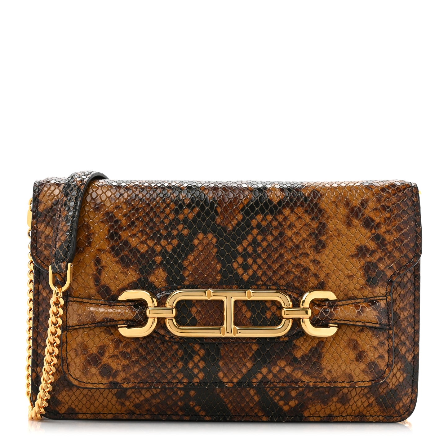 TOM FORD Snakeskin Embossed Mini Whitney Shoulder Bag Caramel