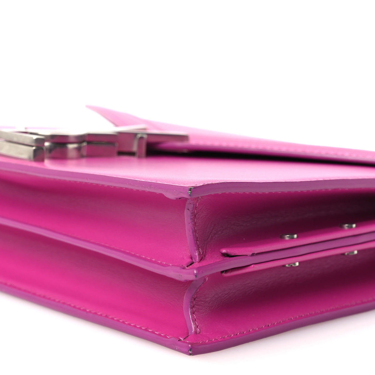 Saint Laurent Smooth Calfskin Monogram Cassandra Clasp Bag Electric Fuchsia 11 of 12