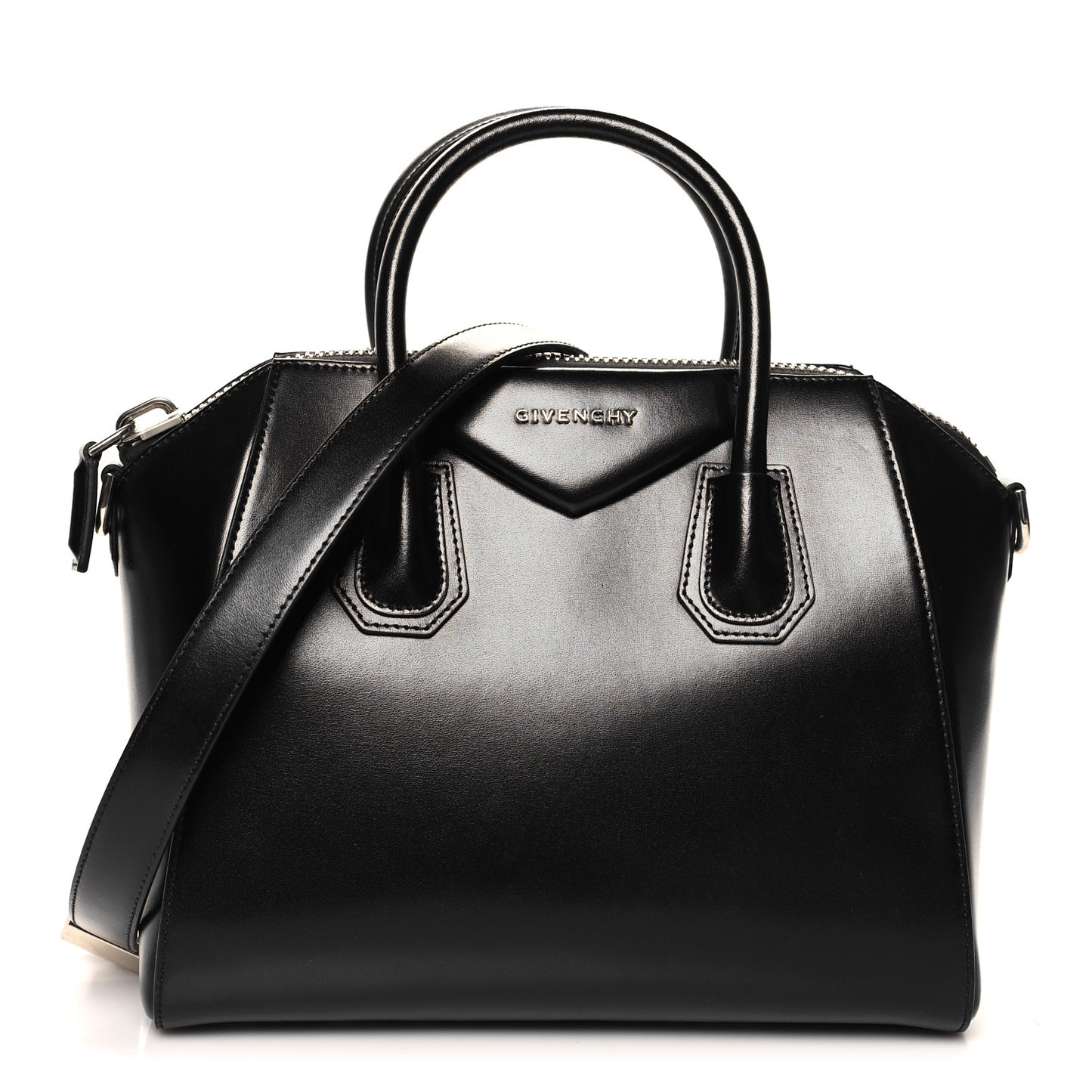 Shiny Lord Calfskin Small Antigona Black