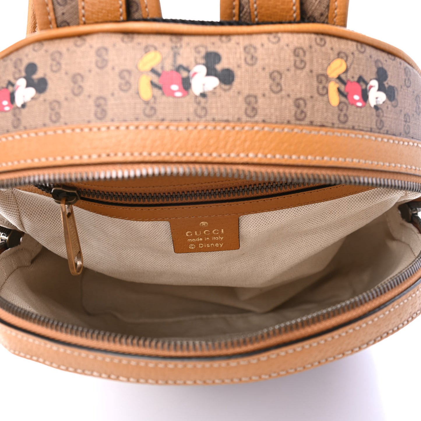 X DISNEY Mini Vintage GG Supreme Monogram Mickey Mouse Small Dome Backpack Beige Vintage Sun Oil