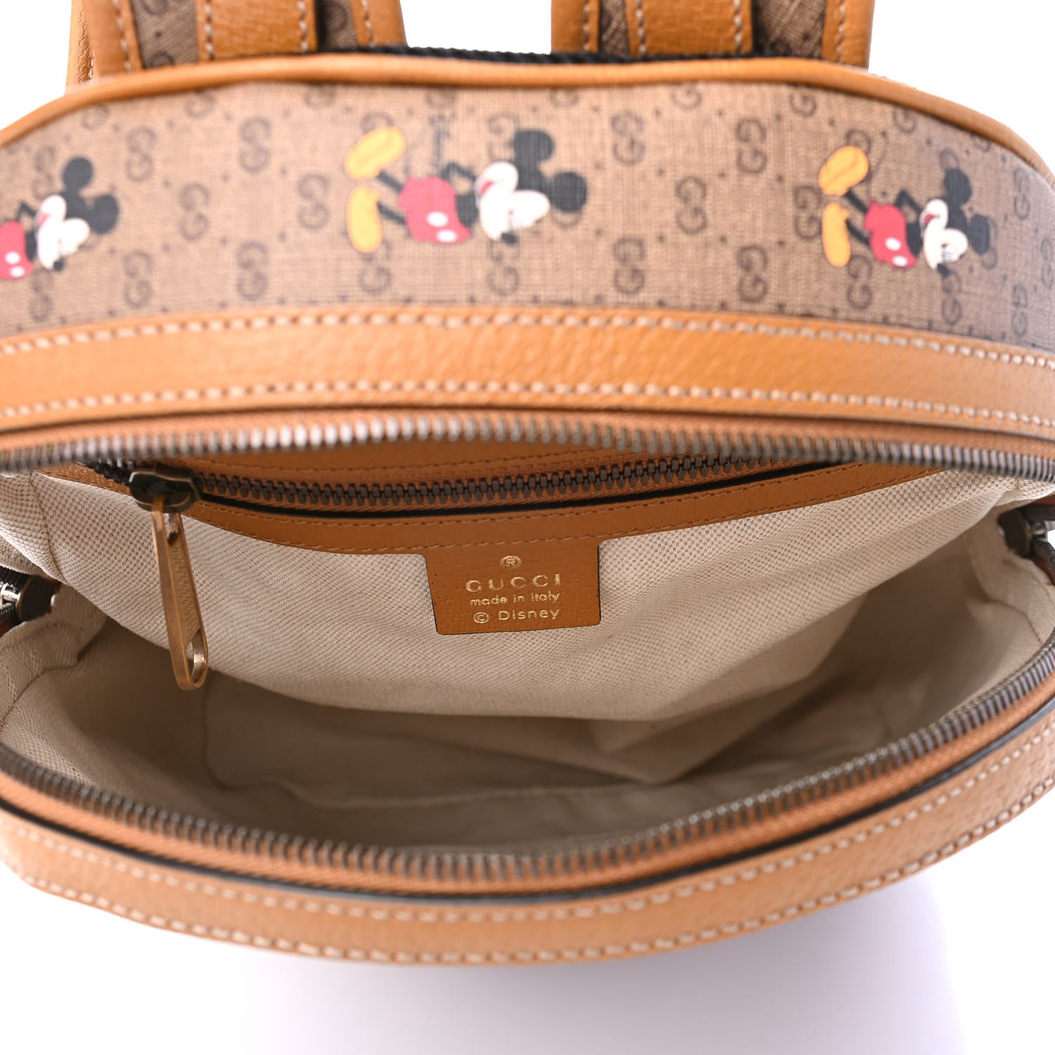 Gucci X DISNEY Mini Vintage GG Supreme Monogram Mickey Mouse Small Dome Backpack Beige Vintage Sun Oil 4 of 4